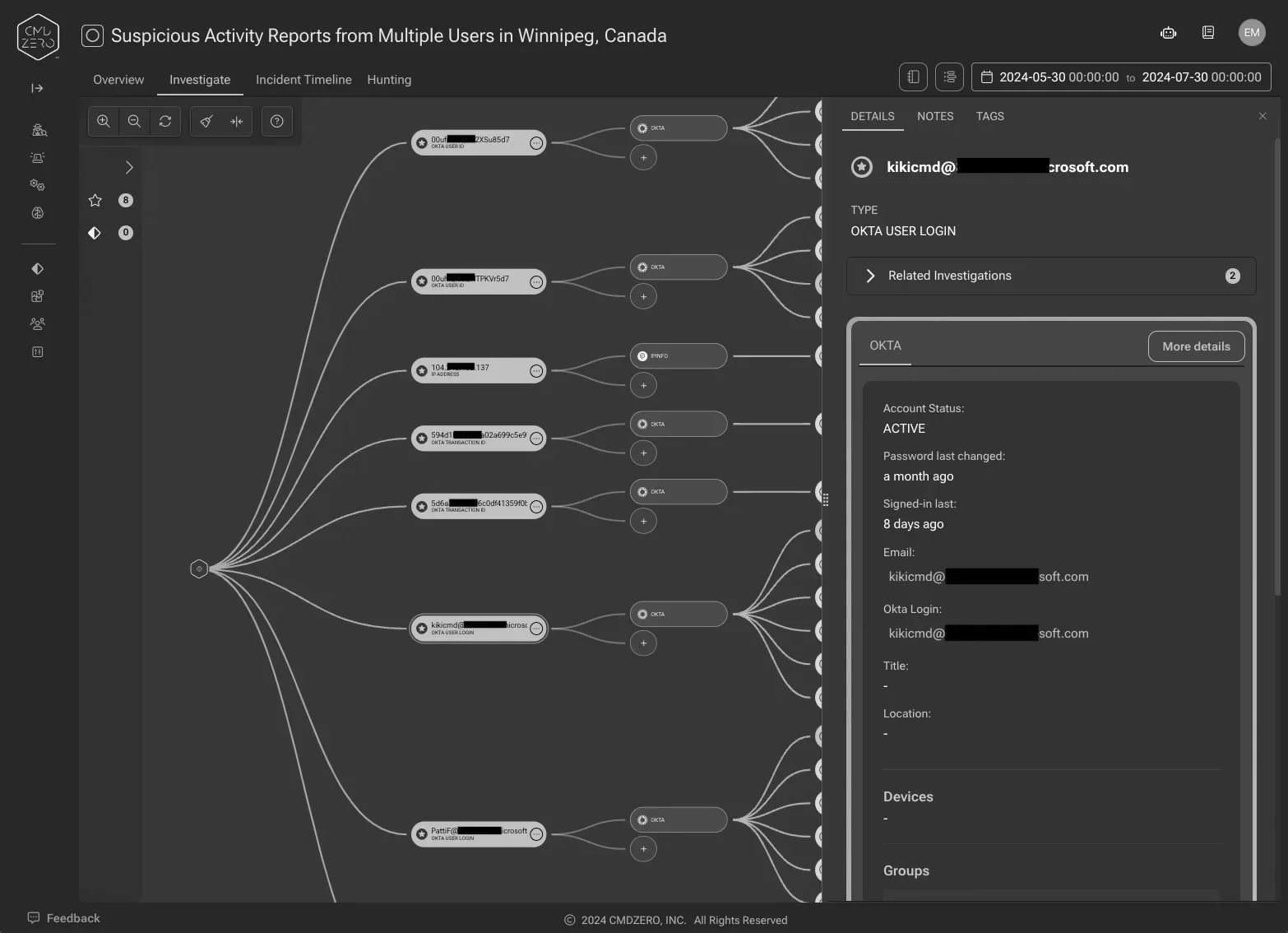 Accelerate Okta investigations – sample account takeover analysis — inline