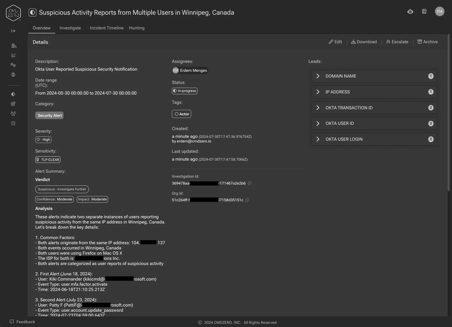Accelerate Okta investigations – sample account takeover analysis — inline