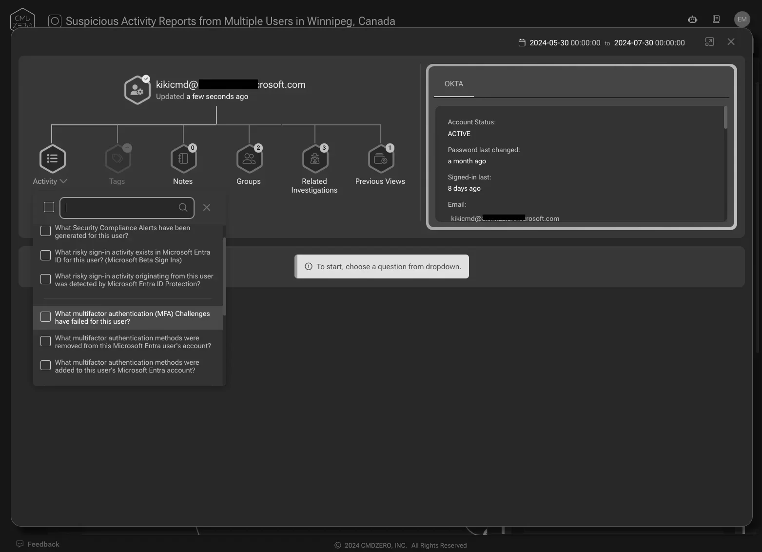 Accelerate Okta investigations – sample account takeover analysis — inline