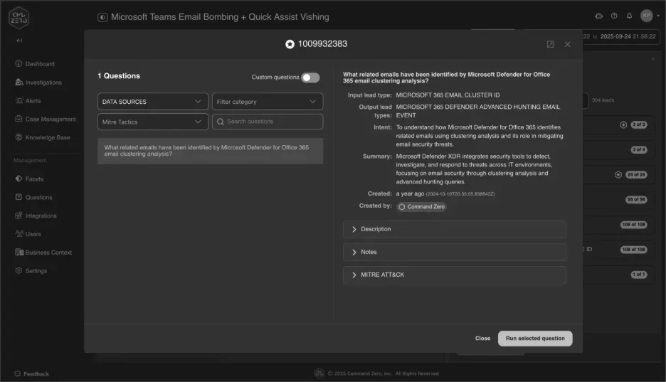 Deep Dive: Finding and Investigating Microsoft Teams Vishing Attacks with Command Zero — inline