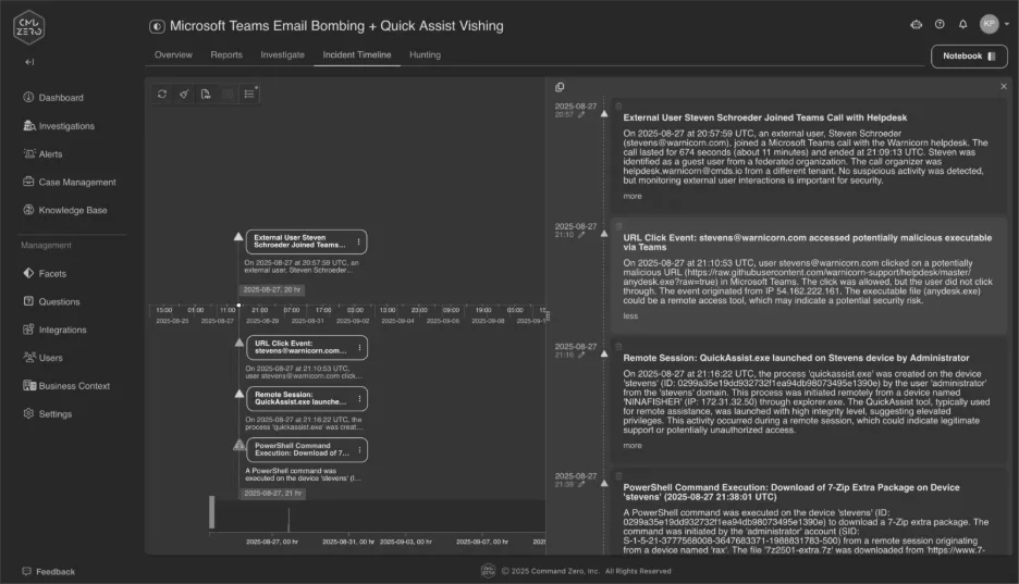 Deep Dive: Finding and Investigating Microsoft Teams Vishing Attacks with Command Zero — inline