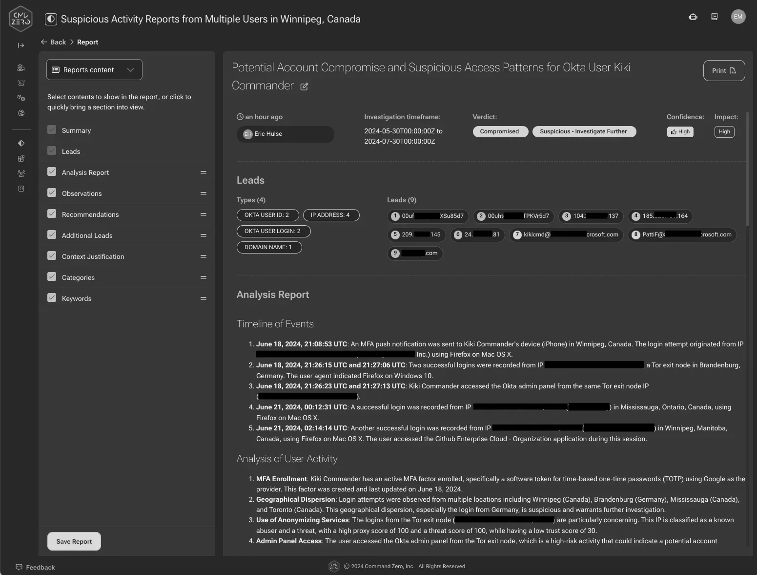 Accelerate Okta investigations – sample account takeover analysis — inline