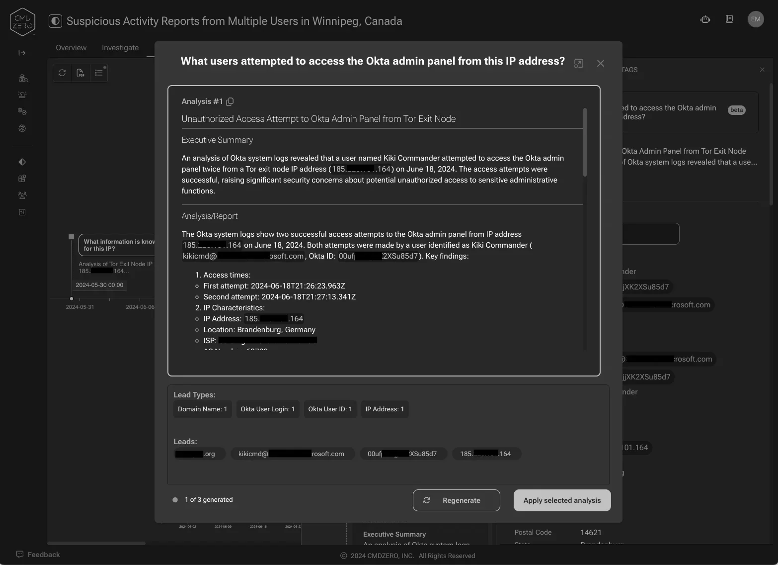 Accelerate Okta investigations – sample account takeover analysis — inline