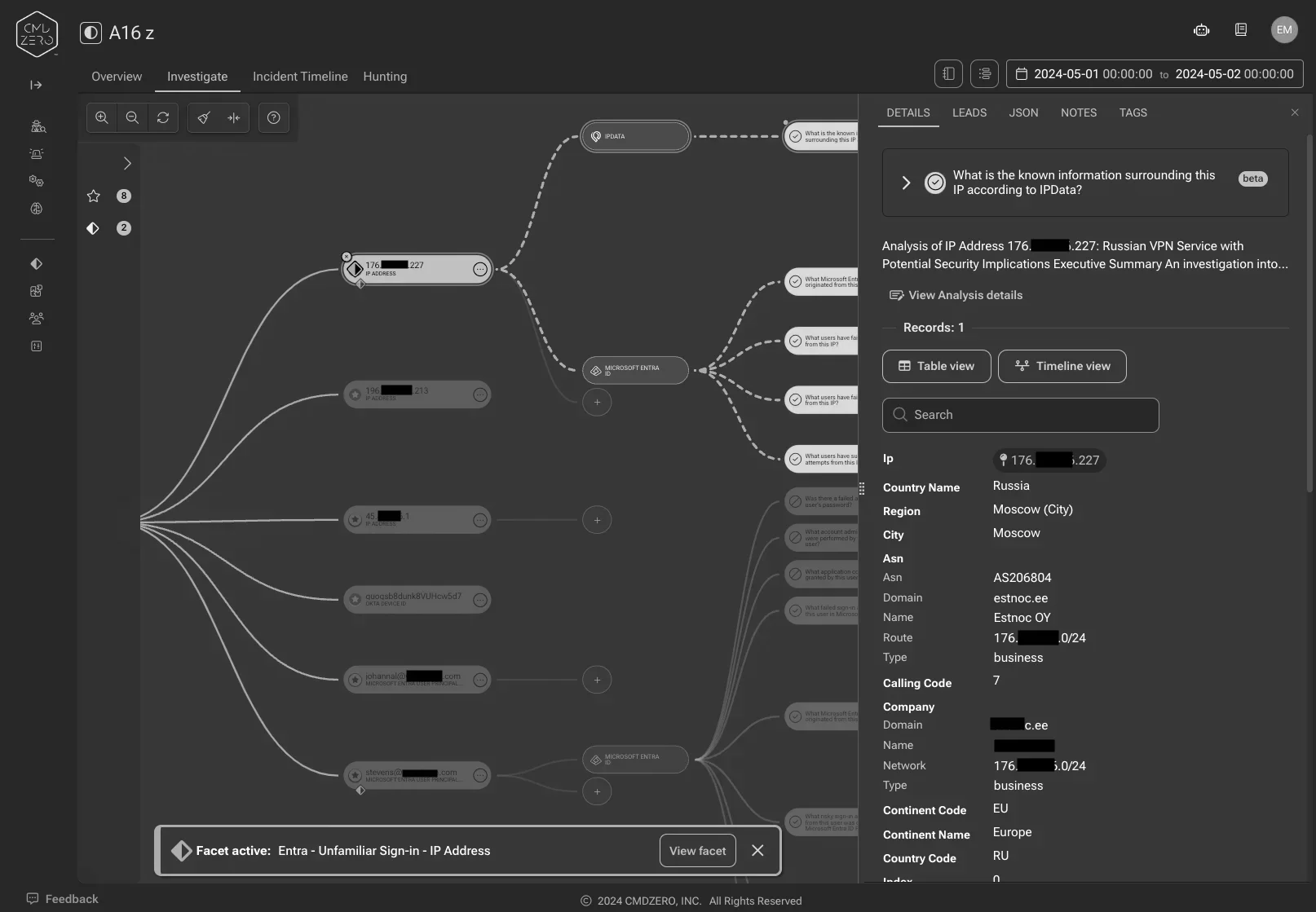 Investigate Microsoft EntraID identities in minutes — inline
