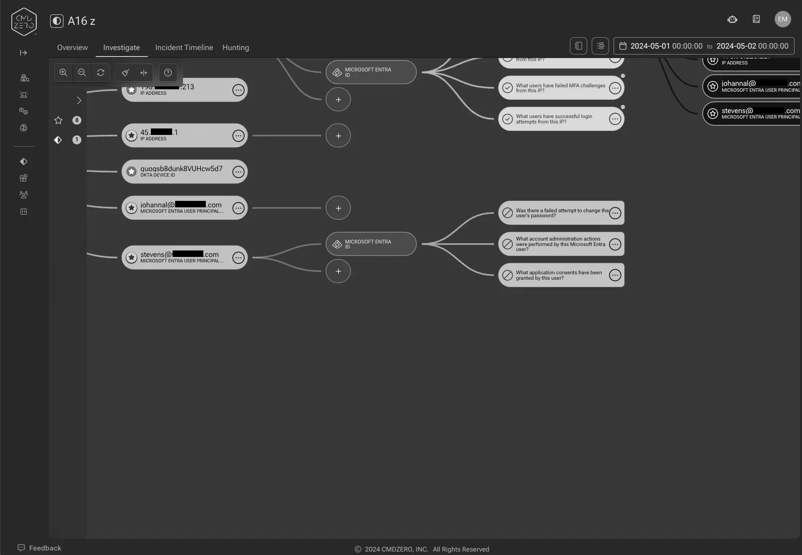 Investigate Microsoft EntraID identities in minutes — inline