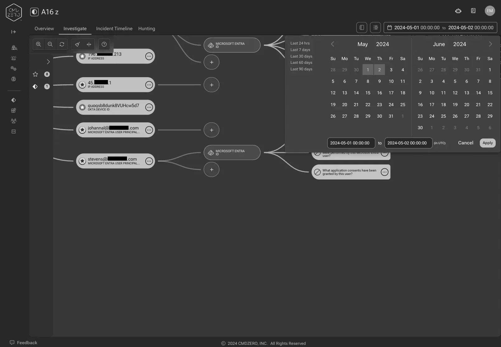 Investigate Microsoft EntraID identities in minutes — inline